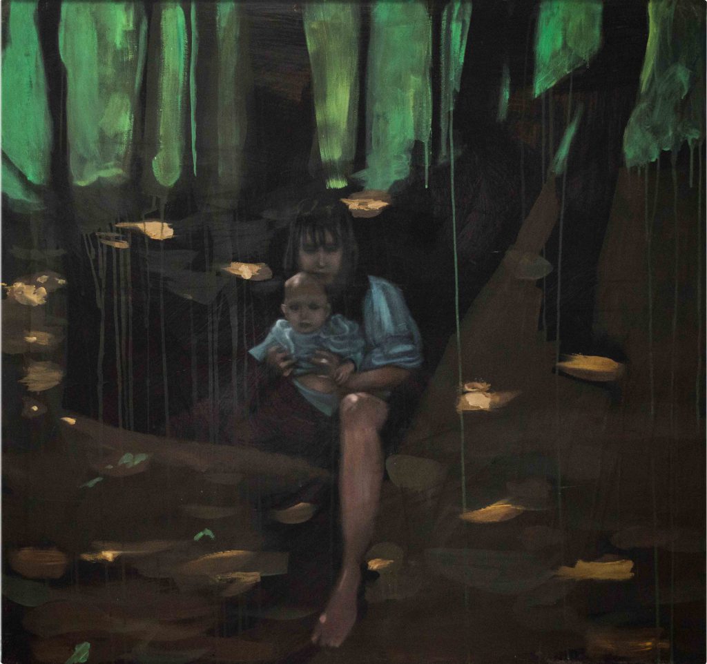AMY UND AURELIUS, 2018, 120 cm x 120 cm, Öl auf Leinwand