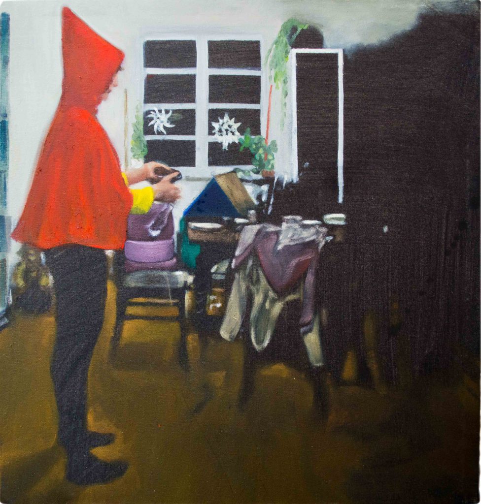 ROTE KAPUZE II (JULIA), 2018, 60 cm x 55 cm, Öl auf Leinwand