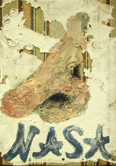 N.A.S.A., 2009, 24,5 cm x 16 cm, Öl und Acryl auf Markisenplane