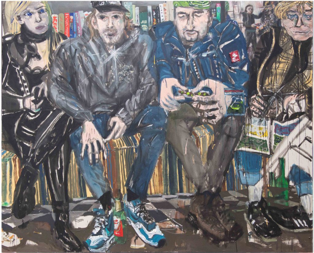 Gruppenbild im Atelier, 2018, 170 cm x 200 cm , Öl auf Leinwand