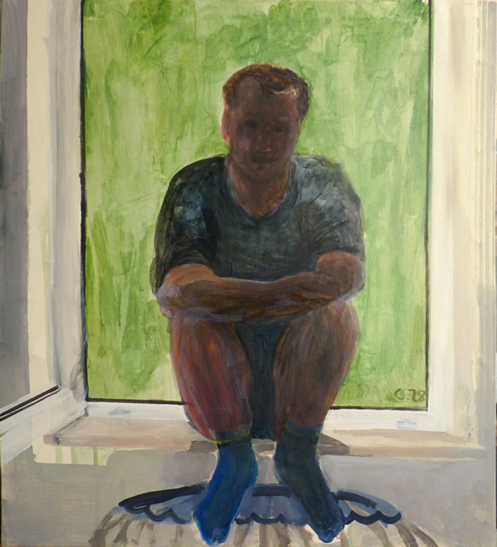 Nils am Fenstergrün, 2011, 88 cm x 78 cm, Öl und Acryl auf Leinwand