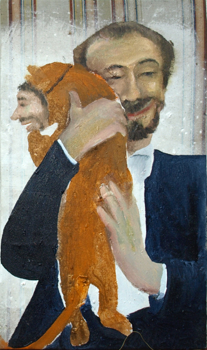 Dirigent, 2010, 51 cm x 29,5 cm, Öl und Acryl auf Markisenplane